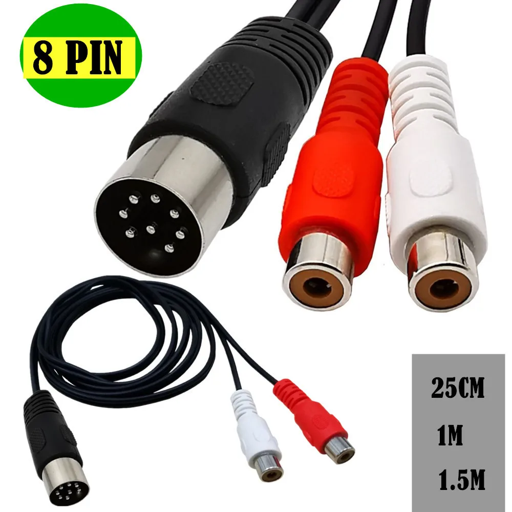 Audio Music Instrumental - Din 8 핀-2RCA 케이블 8Pin Din