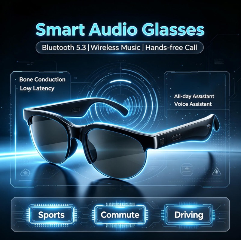 Audio Music Bluetooth - AI 번역 스마트 오디오 안경, 블루투스