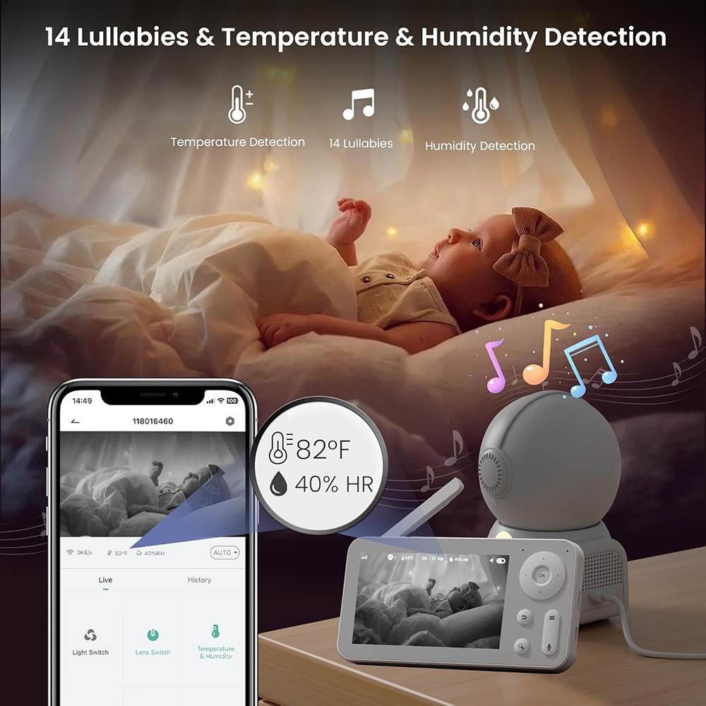 2K 베이비 모니터(카메라 2개 및 오디오 베이비폰 W - Audio Detect Music 리뷰 및 가격