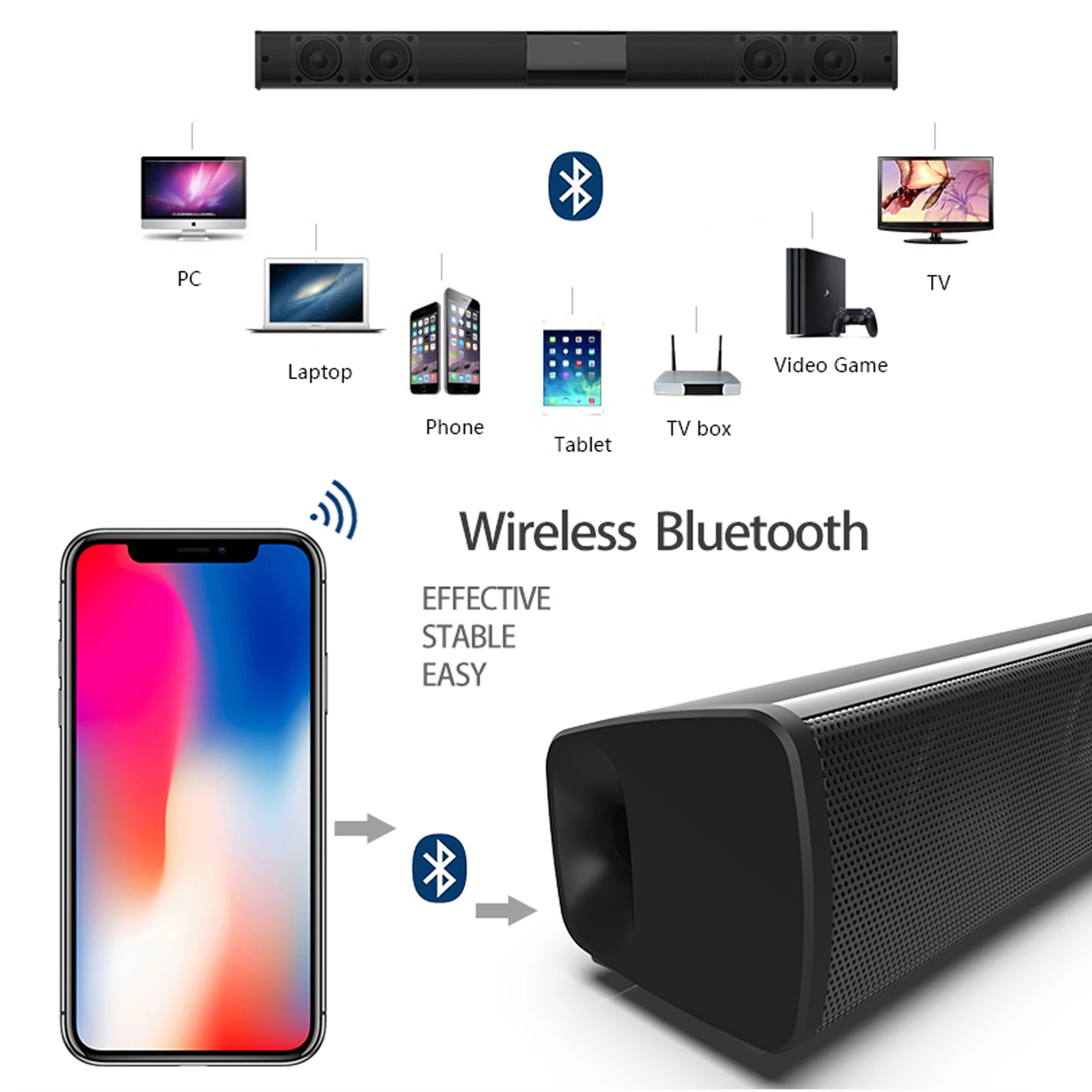 TV 컴퓨터 용 40W 고출력 사운드 바 무선 블루투스 - Audio Music Generator 리뷰 및 가격