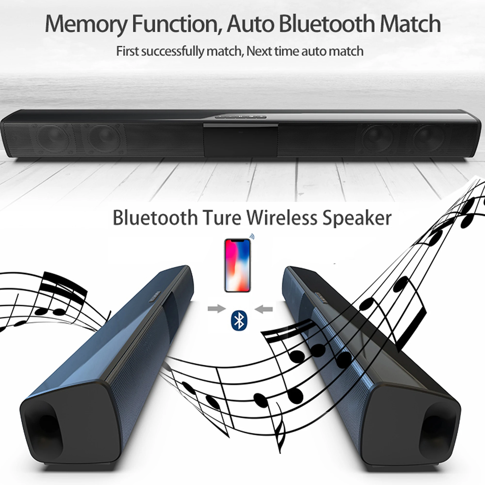 TV 컴퓨터 용 40W 고출력 사운드 바 무선 블루투스 - Audio Music Generator 리뷰 및 가격