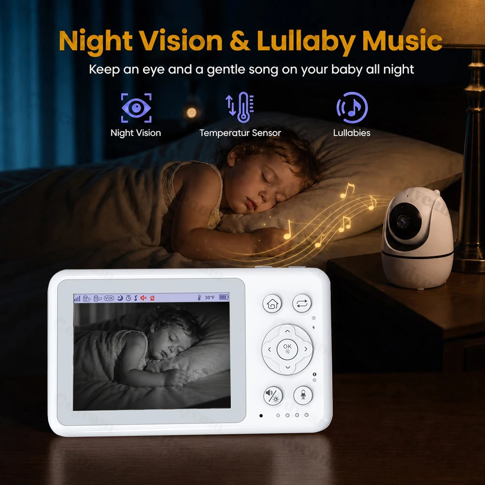 3.2인치 LCD 화면을 갖춘 비디오 아기 모니터, 양 - Audio Detect Music 리뷰 및 가격